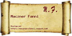 Maczner Fanni névjegykártya